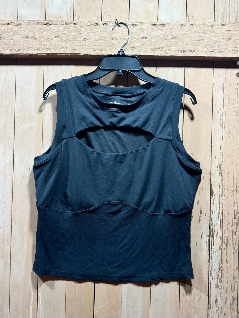 Women's Popflex Peekaboo Black Sleeveless Cutout Tank Top